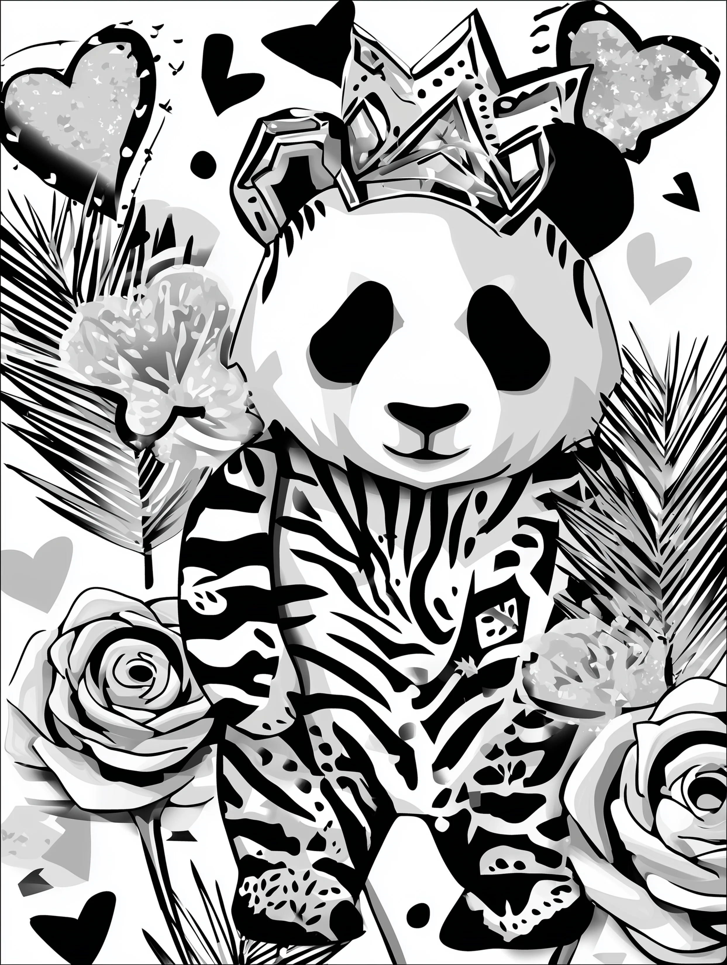 Free printable zoo coloring sheet featuring a standing panda